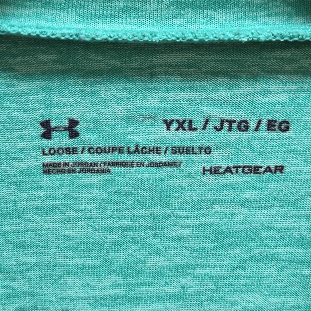 Under Armour Shirt Youth XL Green‎ HeatGear Loose Fit Graphic Short Sleeve Gym